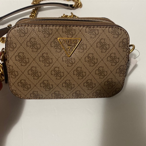 Guess Bags Guess Monogram Brown Leather Crossbody Bag Poshmark